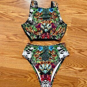 Pole Addict polewear Jungle Set top (M) and bottom (L)